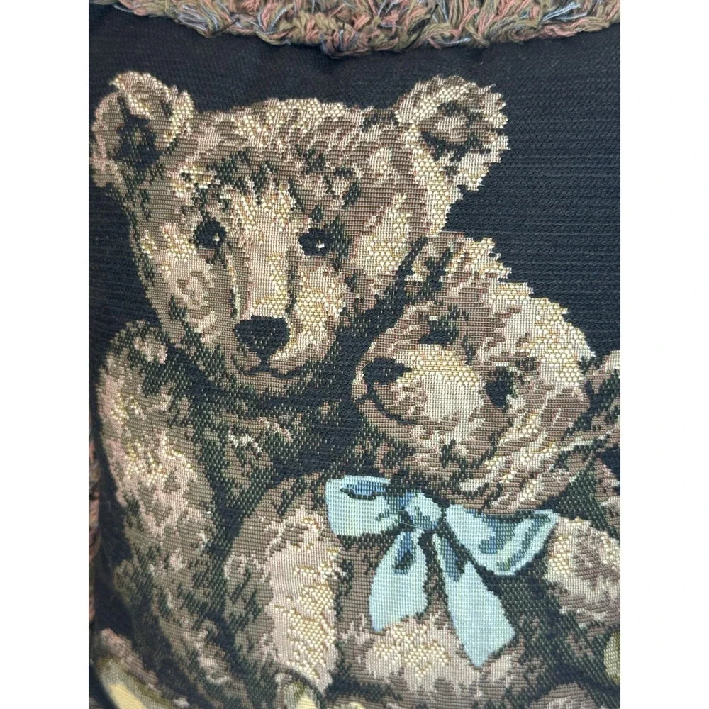 Teddy Bears Baby Bear Tapestry Pillow‎ Black Fringe Dakotah Rectangle ~13